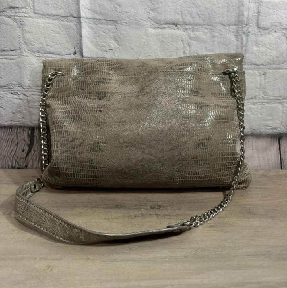 MICHAEL KORS Snake Embossed Foldover Convertible Bag In Taupe - Picture 2 of 16